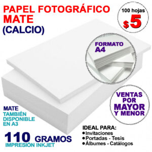 Papel Fotografico Matte 110 gr/m2