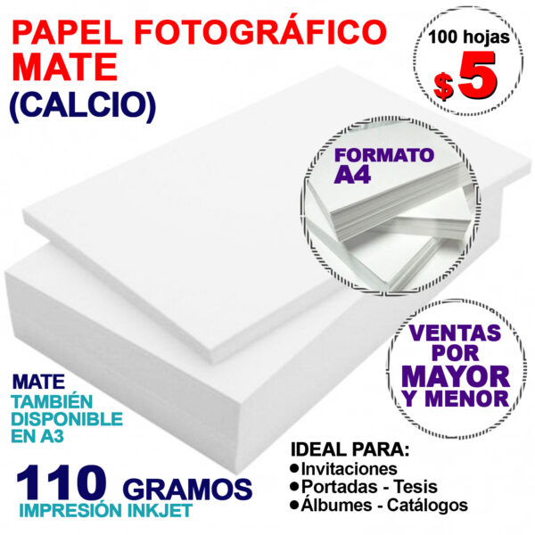 Papel Fotografico Matte 110 gr/m2